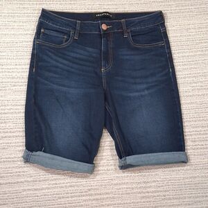 Prosperity Womens Denim Shorts Dark Wash Cuffed Size 31 Stretch Casual Blue Summ